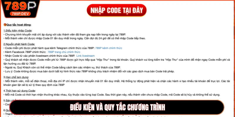 Điều kiện và quy tắc chương trình