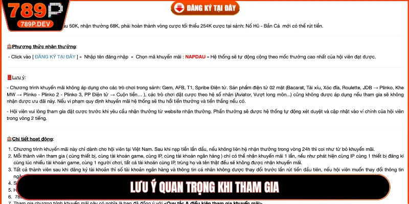 Lưu ý quan trọng khi tham gia