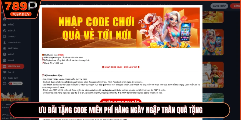 Ưu đãi tặng code miễn phí hàng ngày ngập tràn quà tặng